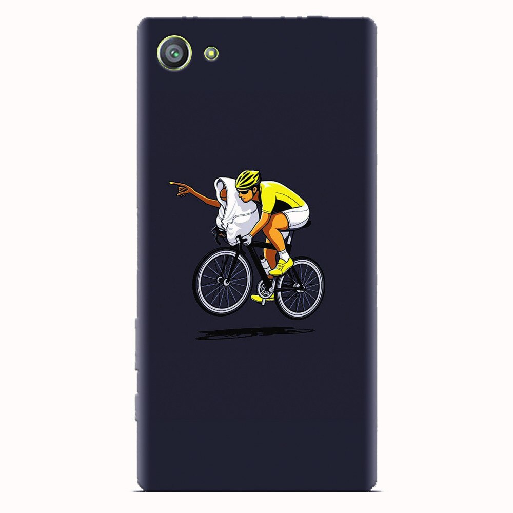 Husa silicon pentru Sony Xperia Z5 Compact, ET Riding Bike Funny Illustration