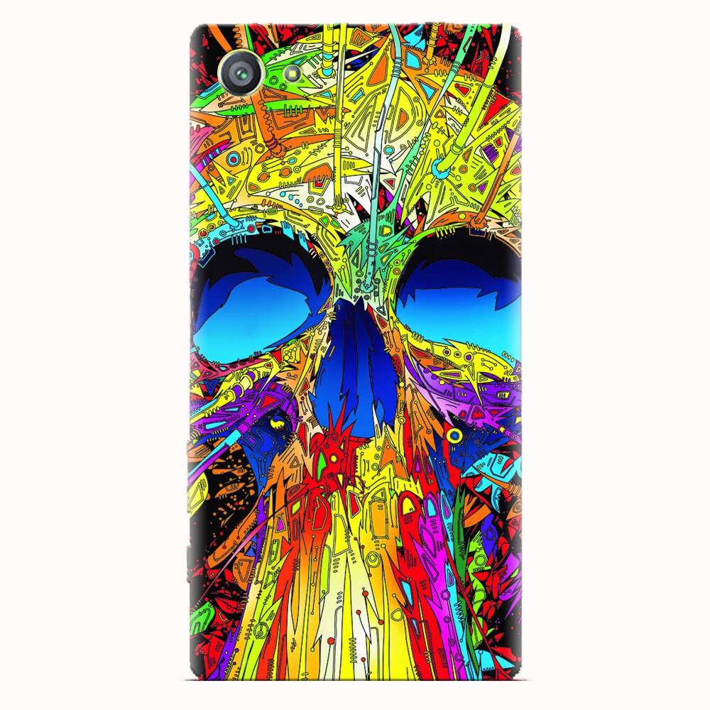 Husa silicon pentru Sony Xperia Z5 Compact, Abstract Multicolored Skull