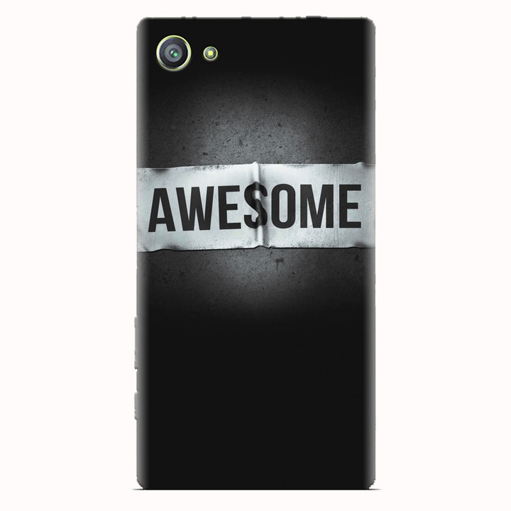 Силиконов калъф за Sony Xperia Z5 Compact, Awesome Label Dark