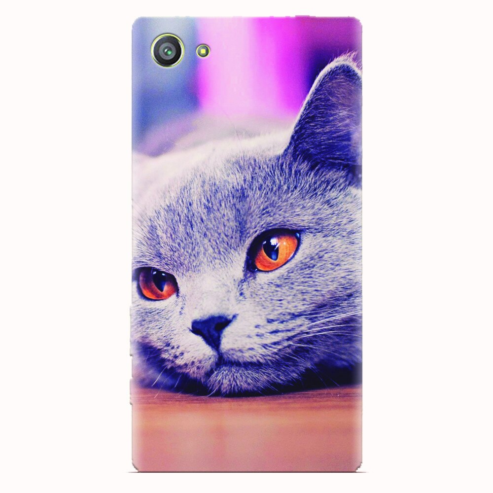 Husa silicon pentru Sony Xperia Z5 Compact, British Shorthair Cat Yellow Eyes Portrait