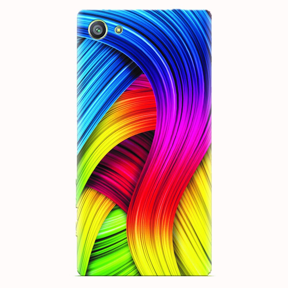 Husa silicon pentru Sony Xperia Z5 Compact, Curly Colorful Rainbow Lines Illustration