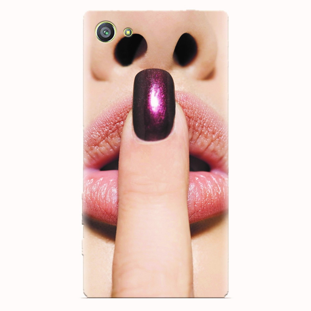 Husa silicon pentru Sony Xperia Z5 Compact, Finger Purple Nailpolish Girl Lips
