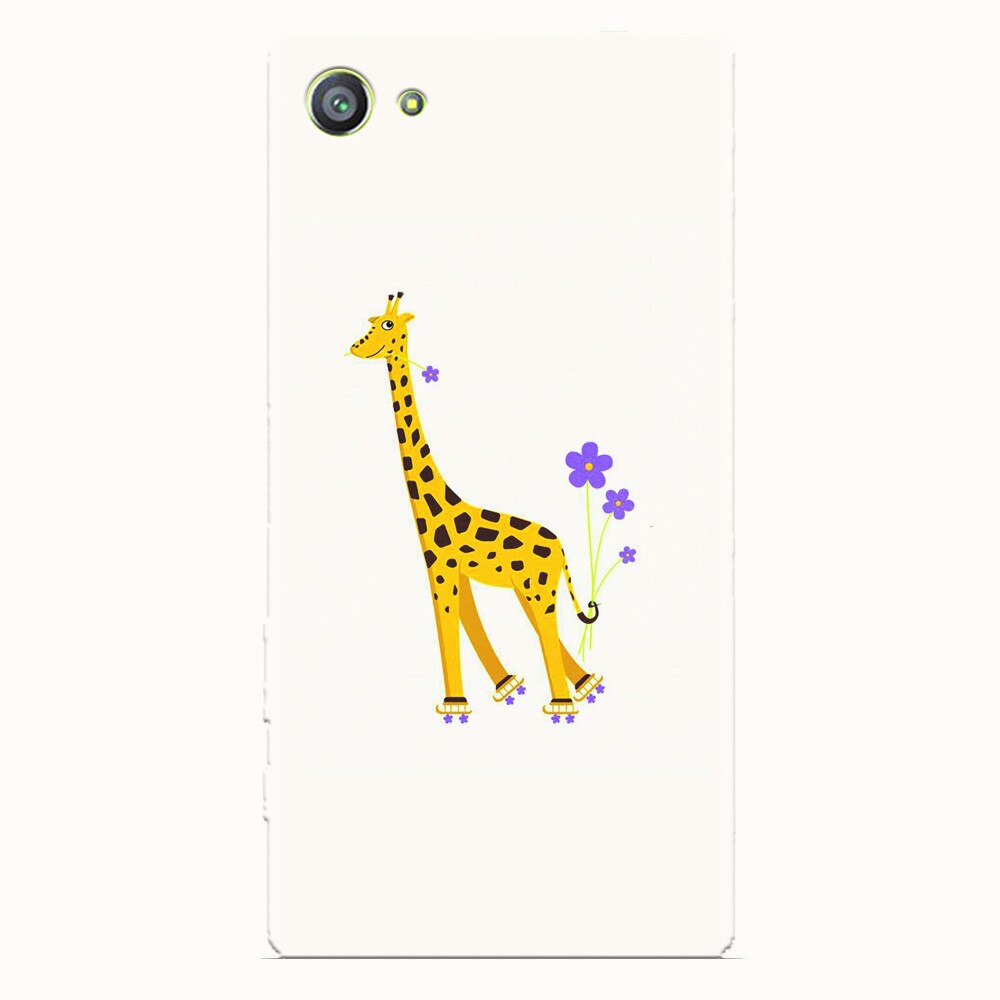 Husa silicon pentru Sony Xperia Z5 Compact, Rollerskating Girafe Illustration