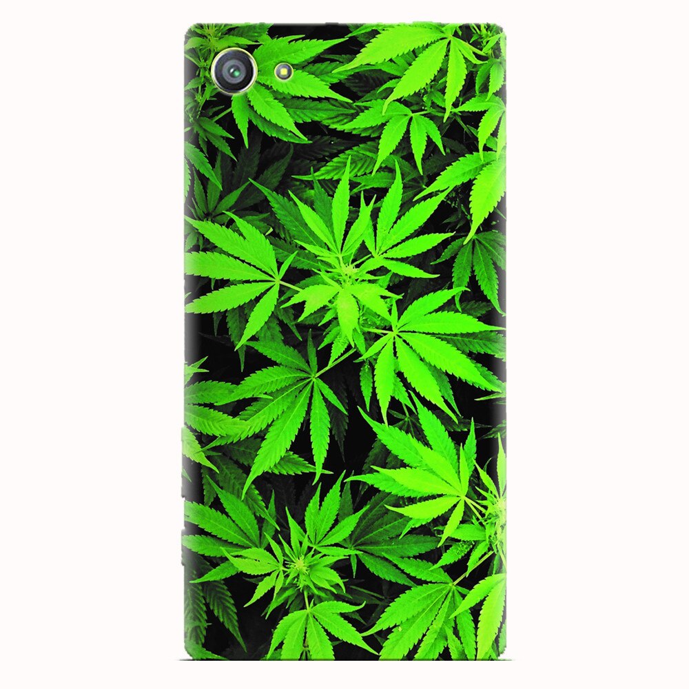 Husa silicon pentru Sony Xperia Z5 Compact, Green Leaf Pattern