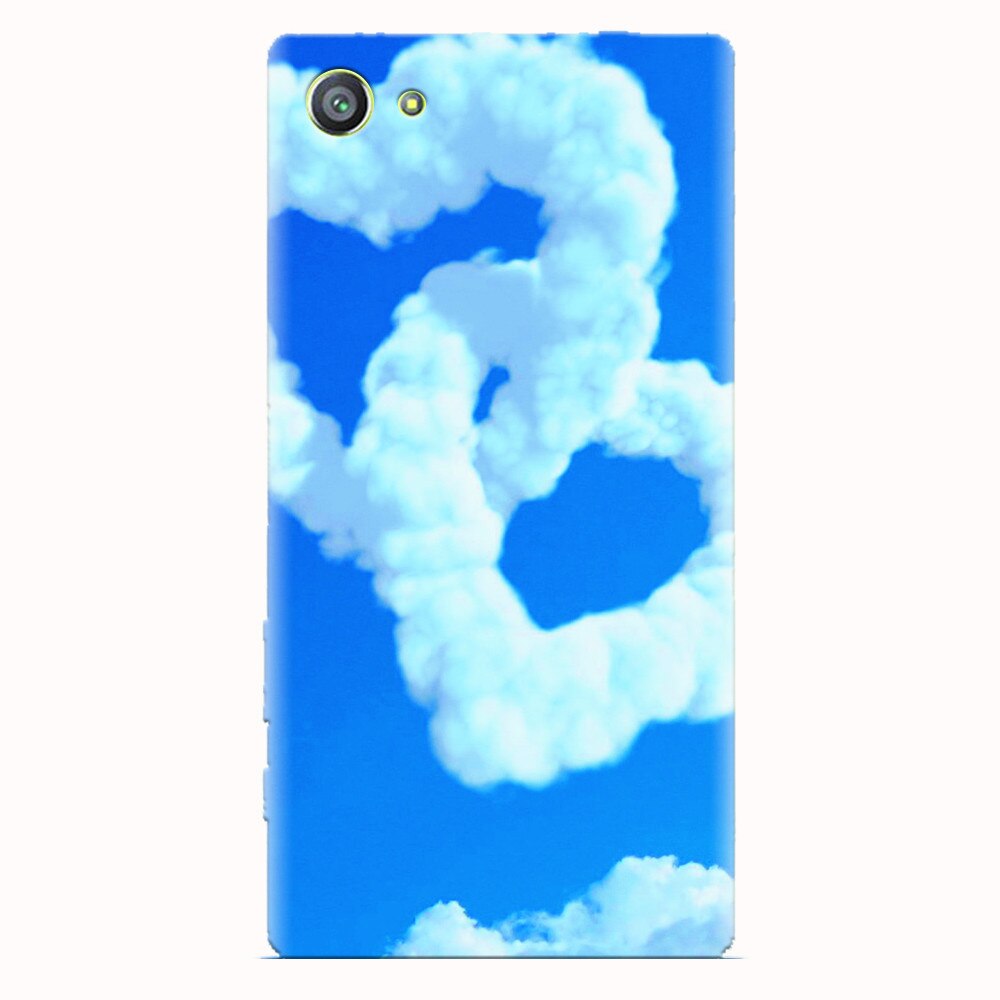 Husa silicon pentru Sony Xperia Z5 Compact, Heart Shaped Clouds Blue Sky