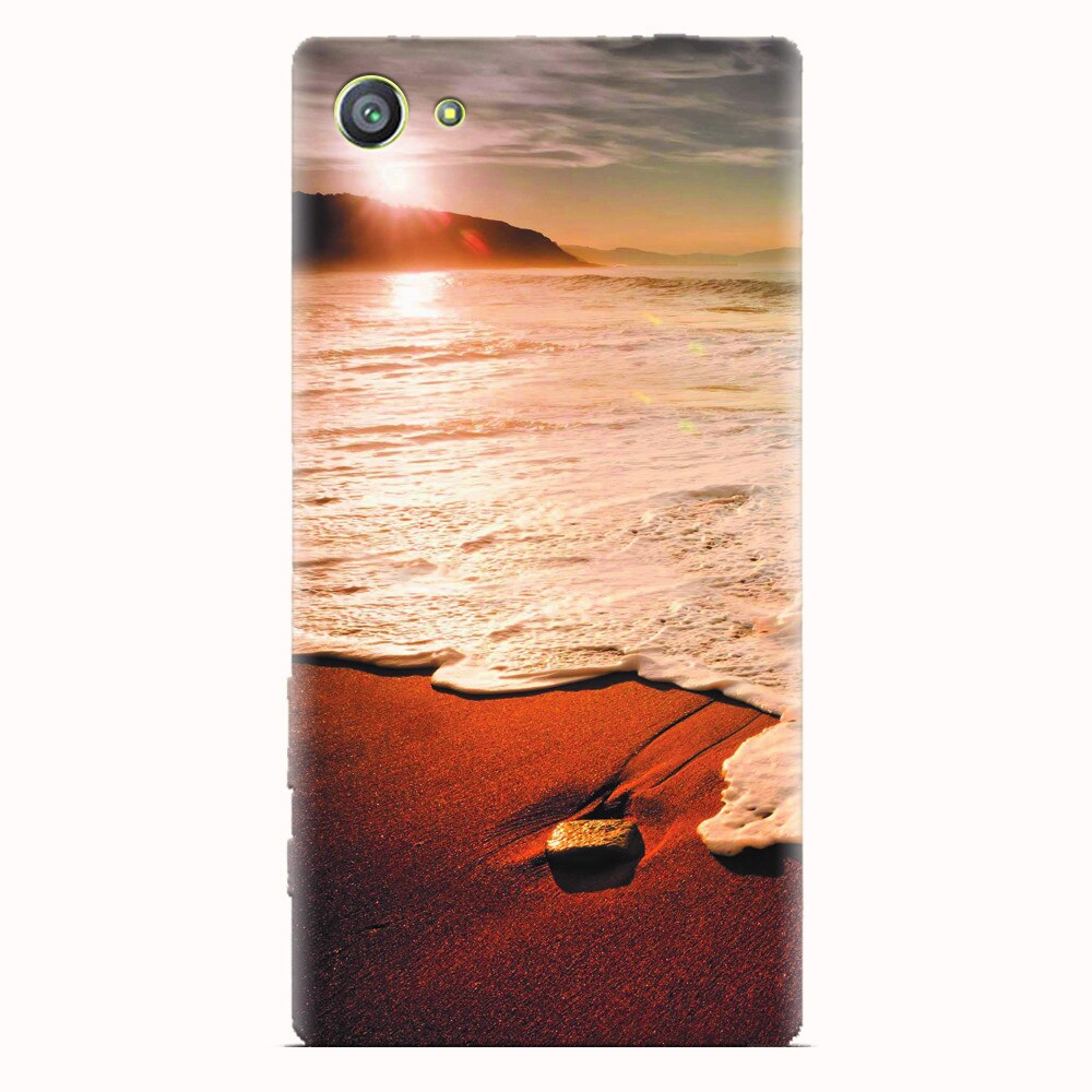 Husa silicon pentru Sony Xperia Z5 Compact, Sunset Foamy Beach Wave