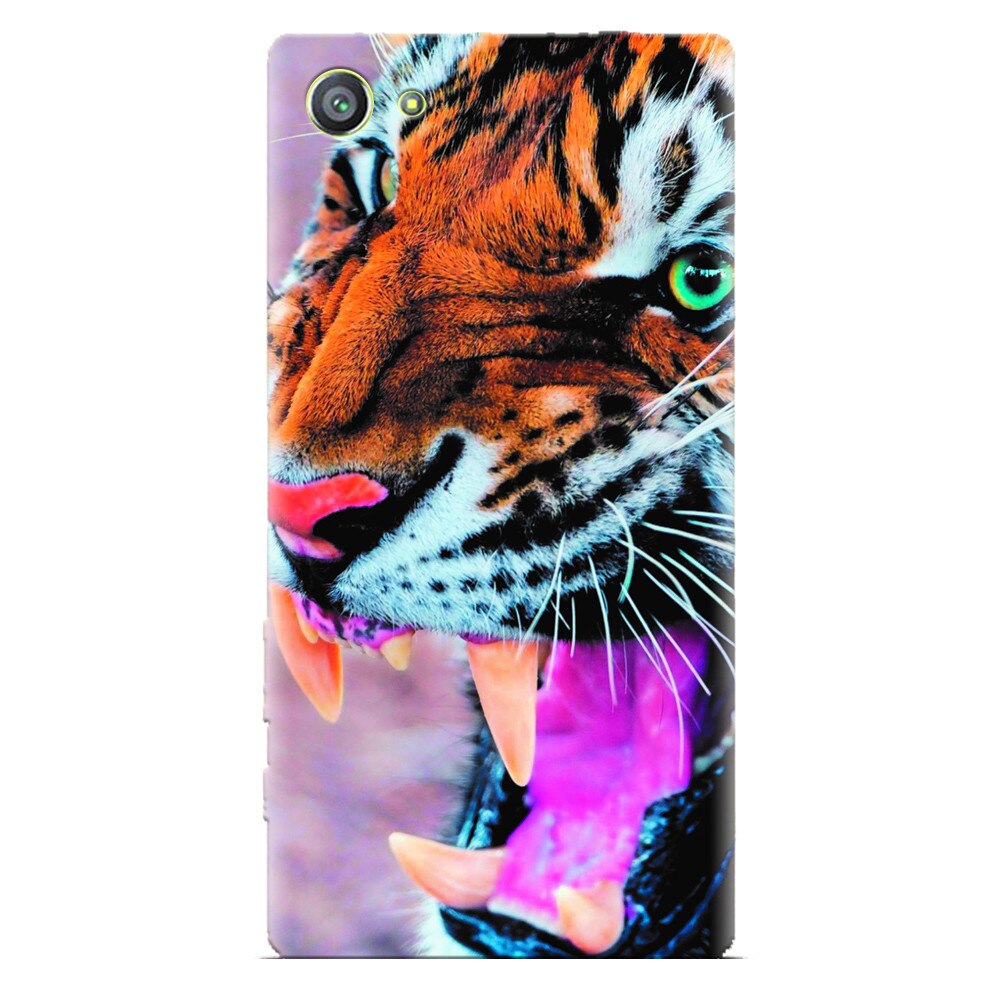 Husa silicon pentru Sony Xperia Z1 Mini, Angry Tiger Teeth Fresh
