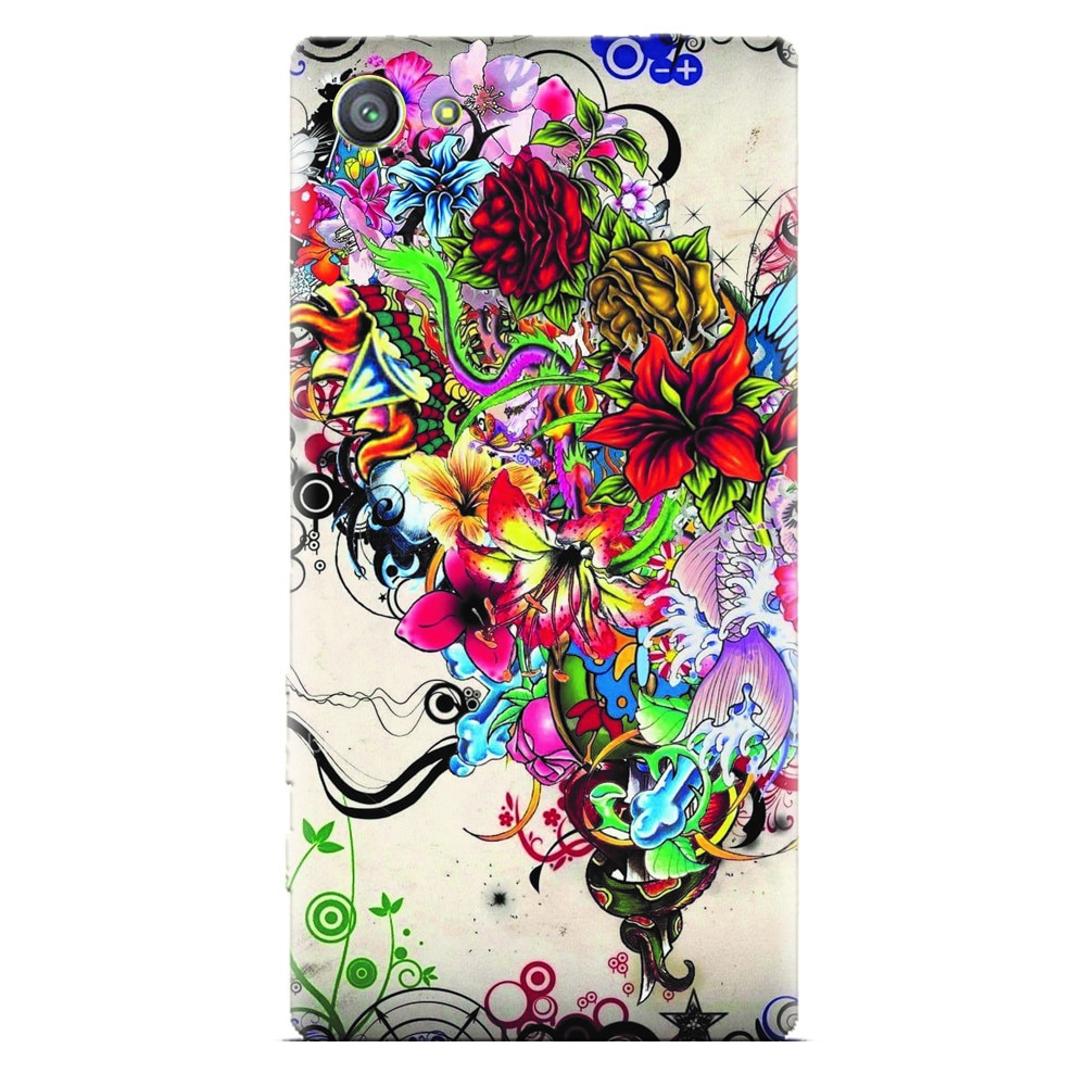 Husa silicon pentru Sony Xperia Z1 Mini, Abstract Flowers Tattoo Illustration