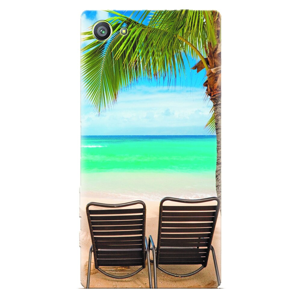 Husa silicon pentru Sony Xperia Z1 Mini, Beach Chairs Palm Tree Seaside