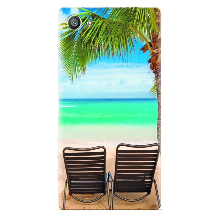 Силиконов кейс за Sony Xperia Z1 Mini, Beach Chairs Palm Tree Seaside