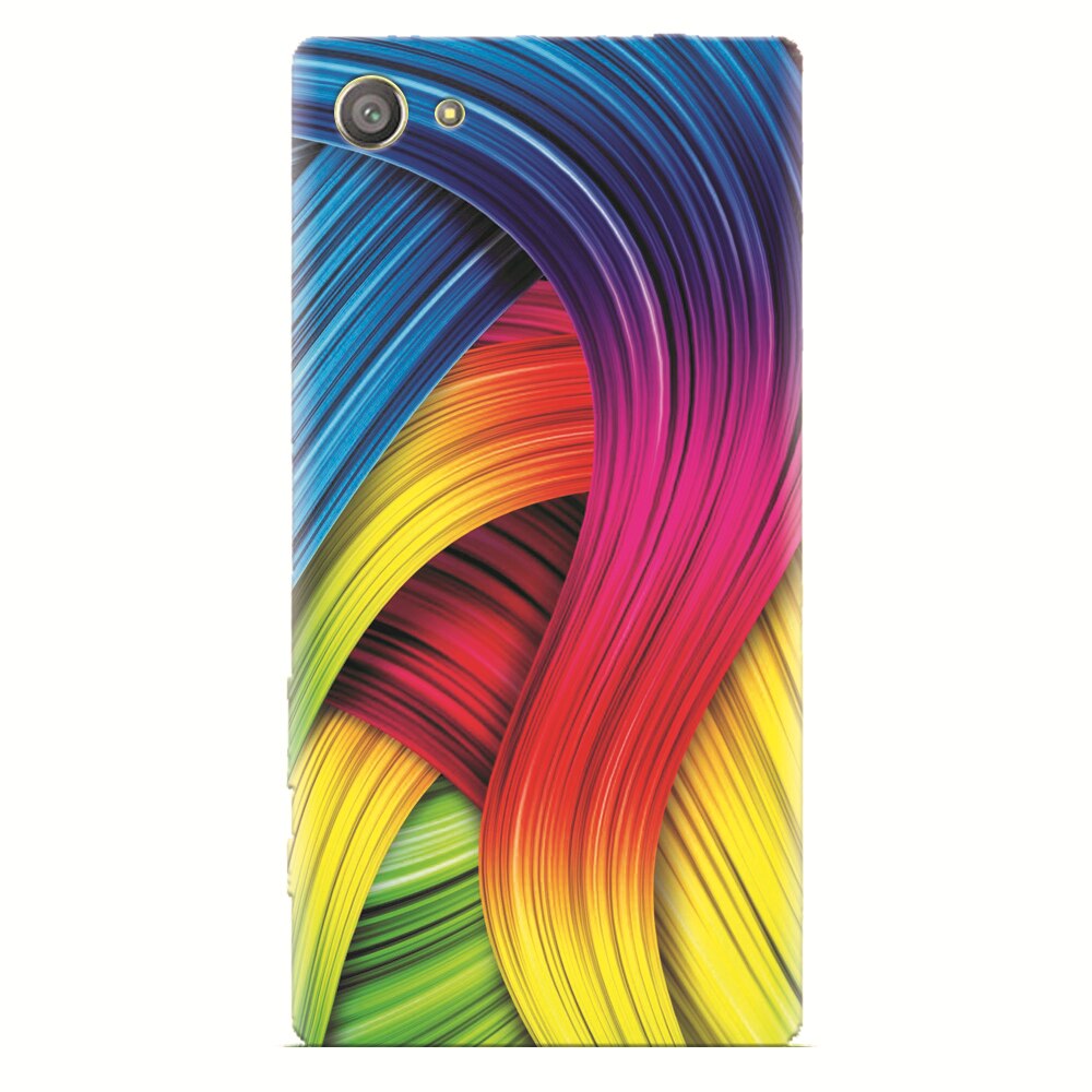 Husa silicon pentru Sony Xperia Z2 Mini, Curly Colorful Rainbow Lines Illustration