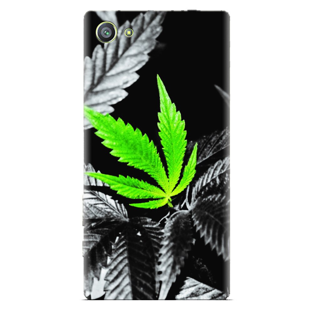 Husa silicon pentru Sony Xperia Z1 Mini, Trippy Pot Leaf Green