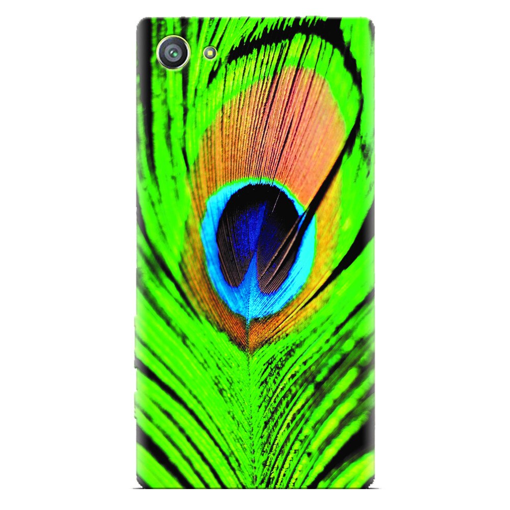 Husa silicon pentru Sony Xperia Z2 Mini, Peacock Feather Green Blue