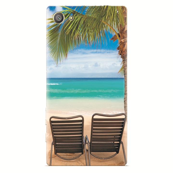 Силиконов кейс за Sony Xperia Z2 Mini, Beach Chairs Palm Tree Seaside