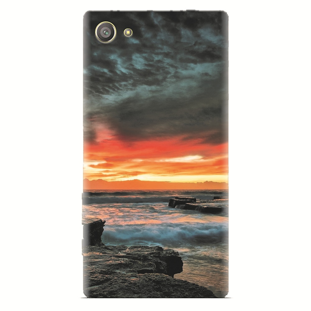 Husa silicon pentru Sony Xperia Z2 Mini, Dramatic Rocky Beach Shore Sunset