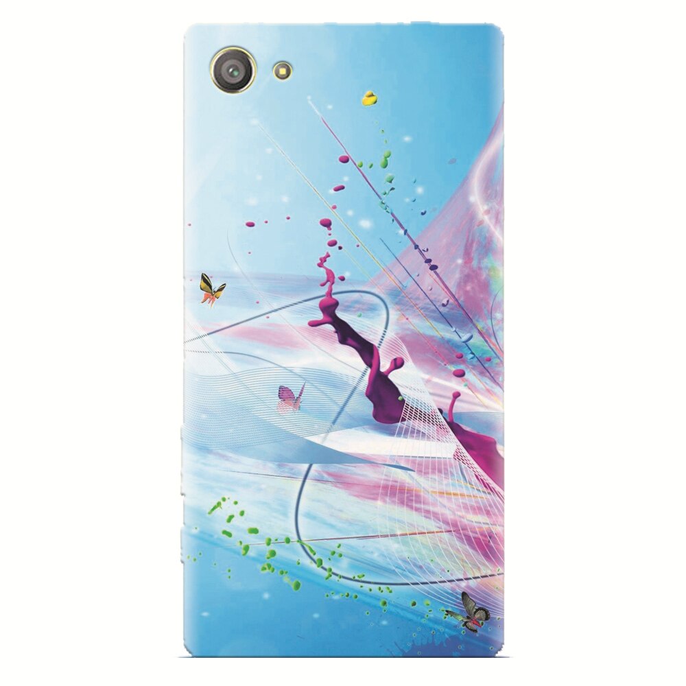 Husa silicon pentru Sony Xperia Z2 Mini, Artistic Paint Splash Purple Butterflies