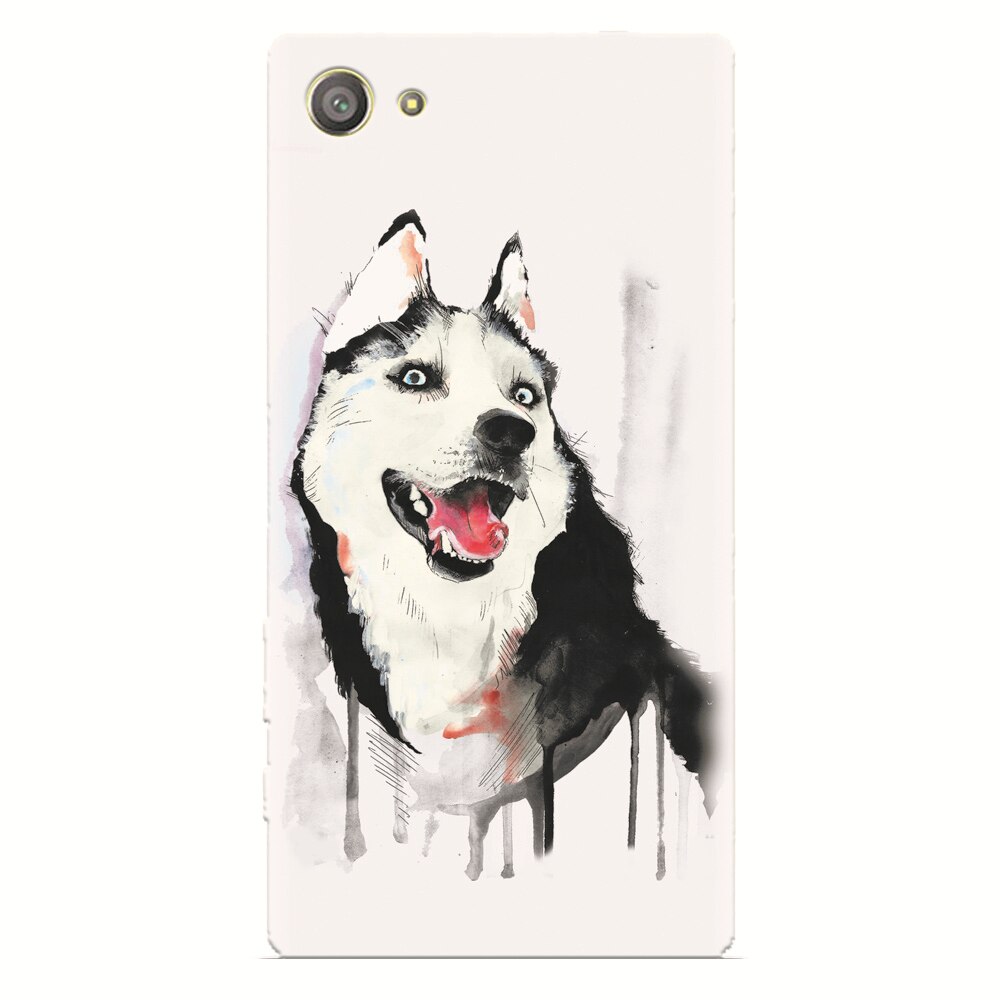 Husa silicon pentru Sony Xperia Z2 Mini, Husky Dog Watercolor Illustration