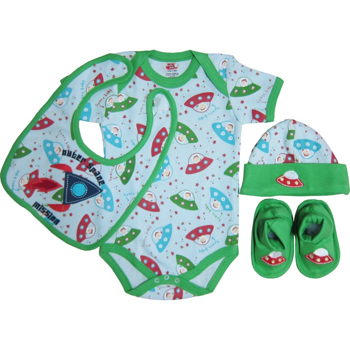 Set 4 piese, bebe, verde, Primii Pasi