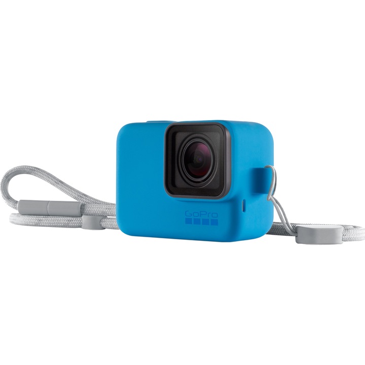 Sistem prindere si transport GoPro Sleeve + Lanyard pentru Hero5/6/7, Albastru