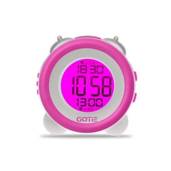 Ceas digital cu alarma GBE-200F, ecran LCD, Gotie, Mov/Alb