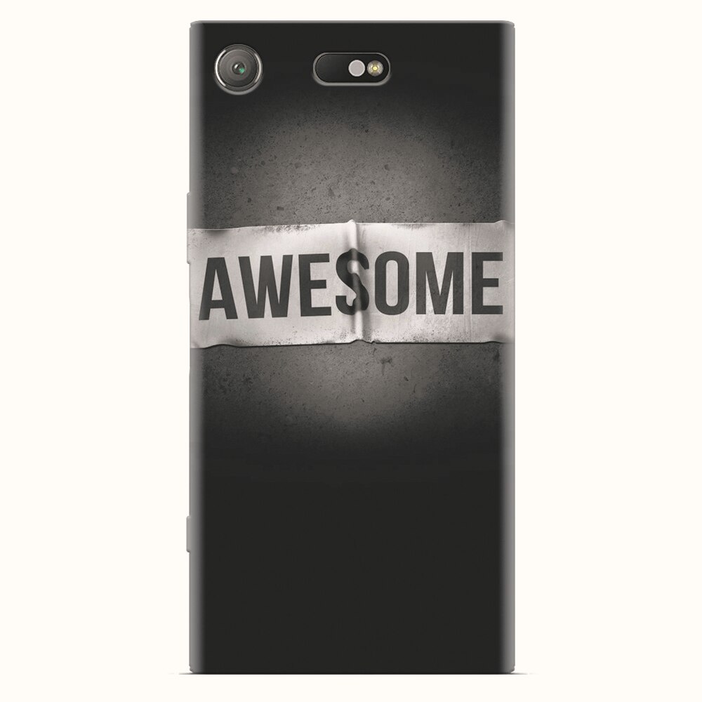 Husa silicon pentru Sony Xperia XZ1 Compact, Awesome Label Dark