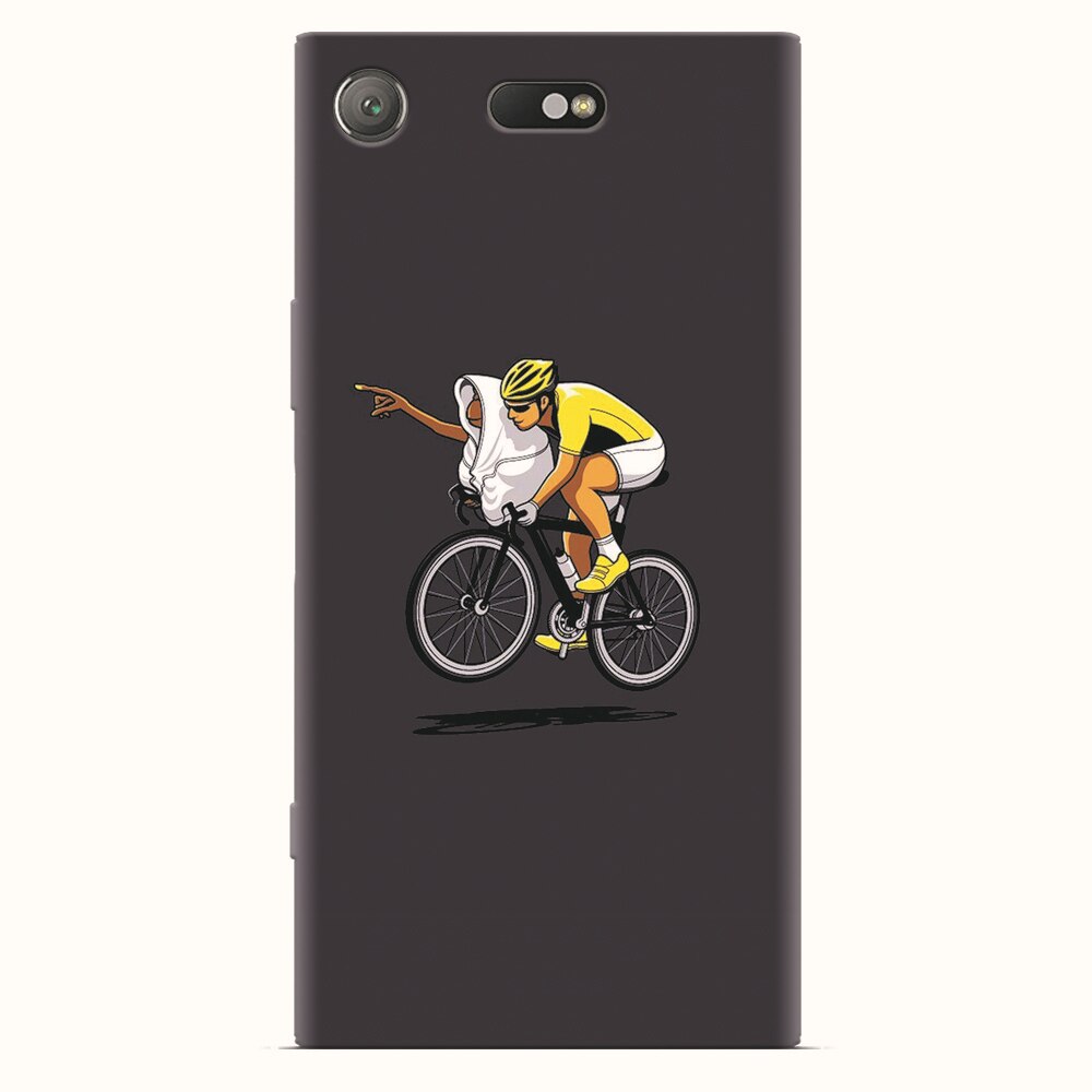 Husa silicon pentru Sony Xperia XZ1 Compact, ET Riding Bike Funny Illustration