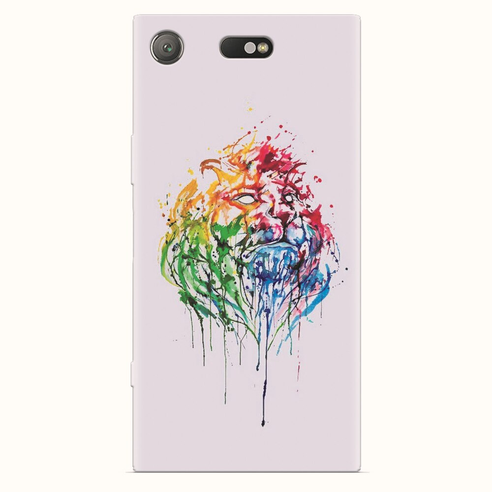 Husa silicon pentru Sony Xperia XZ1 Compact, Paint Illustration Lion Head