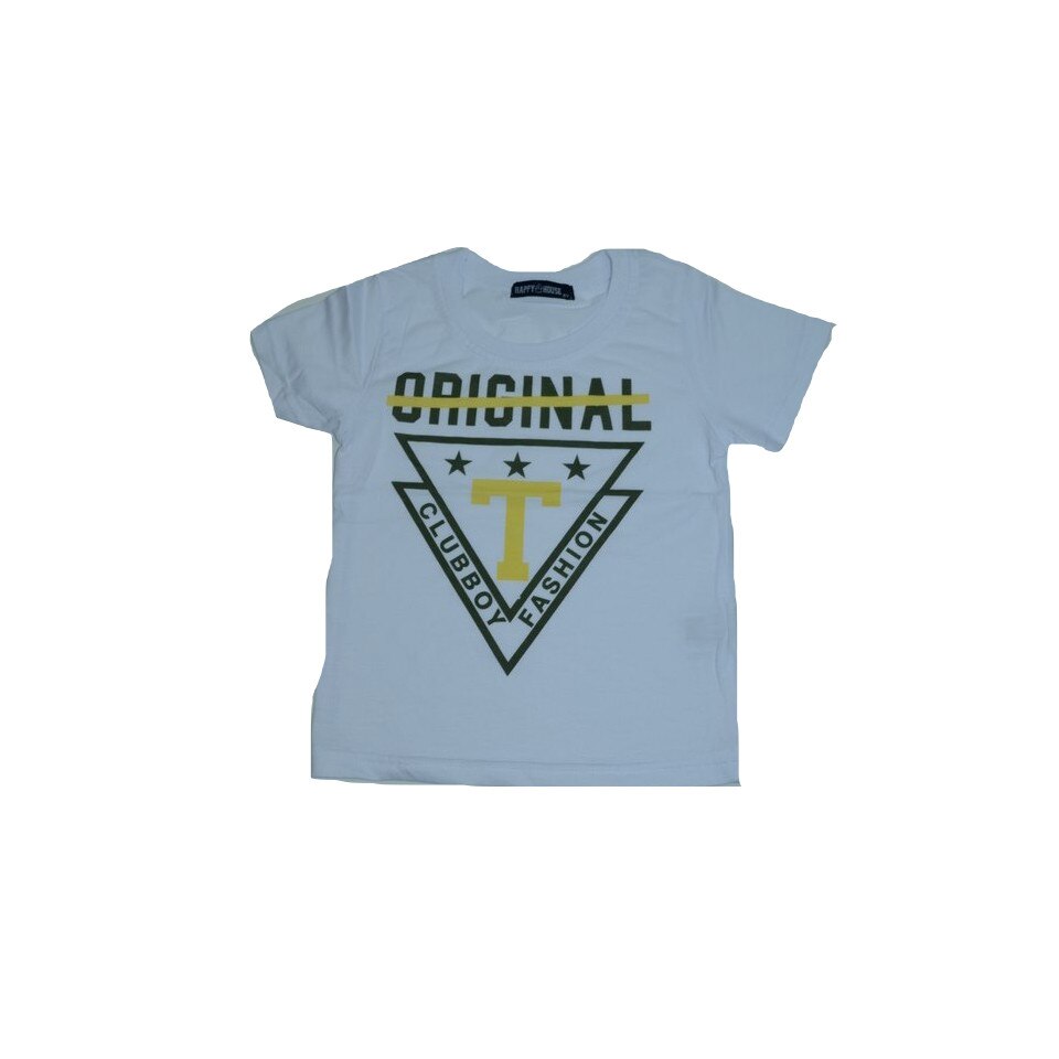 Tricou maneca scurta baieti Happy House Original Clubboy Fashion, Alb