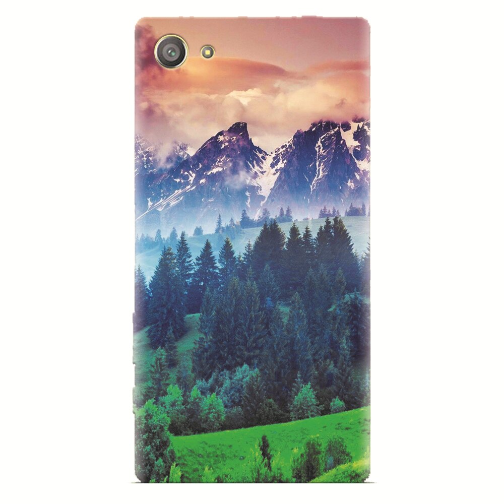 Husa silicon pentru Sony Xperia Z2 Mini, Forest Hills Snowy Mountains And Sunset Clouds