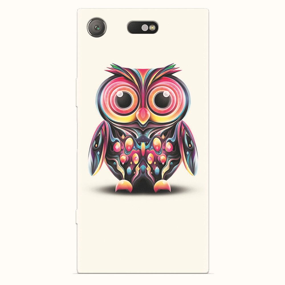Husa silicon pentru Sony Xperia XZ1 Compact, Colorful Owl Illustration