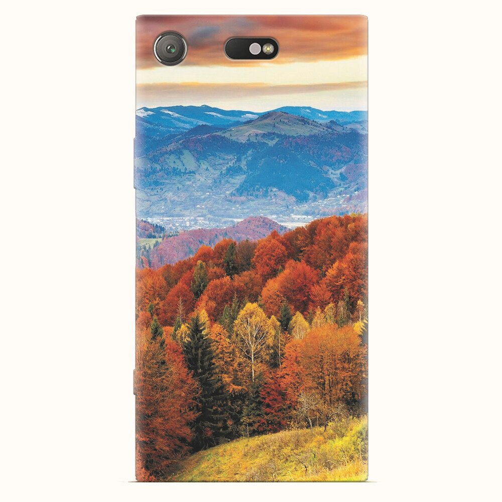 Husa silicon pentru Sony Xperia XZ1 Compact, Autumn Mountain Fall Rusty Forest Colours