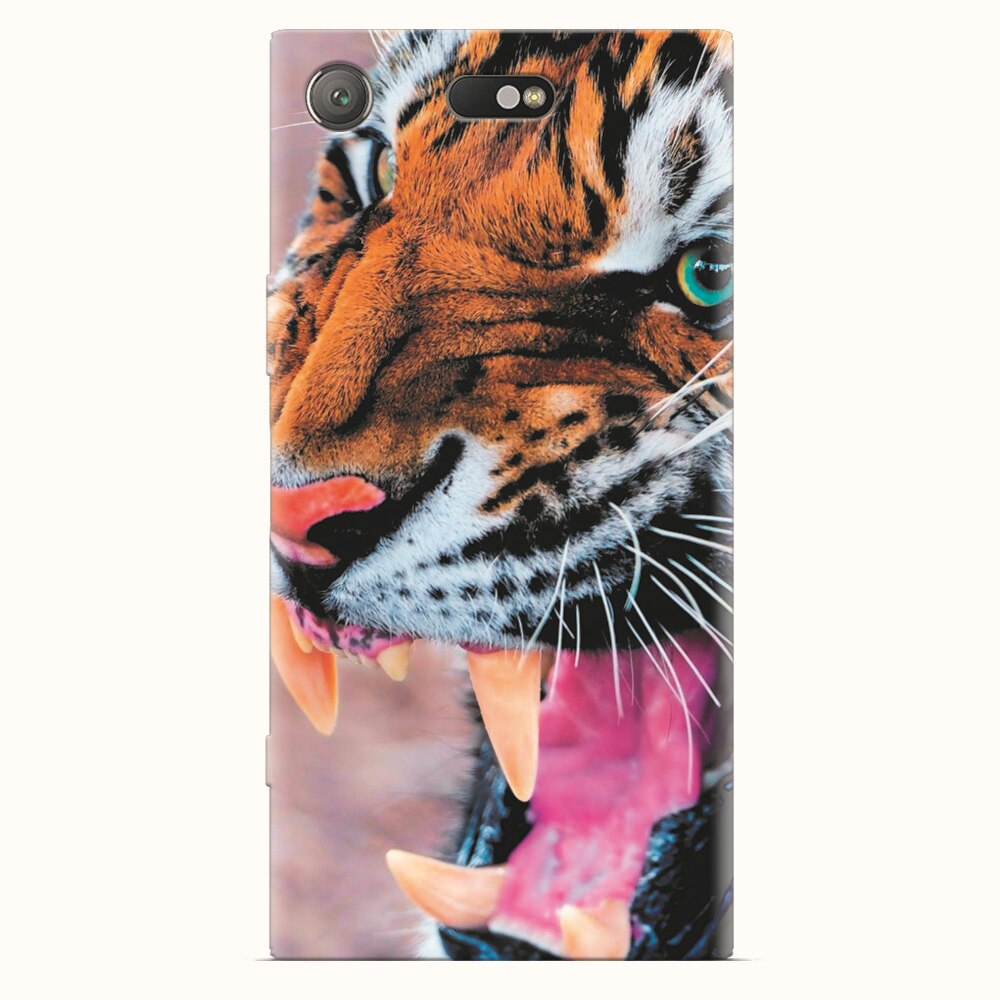 Husa silicon pentru Sony Xperia XZ1 Compact, Angry Tiger Teeth Fresh