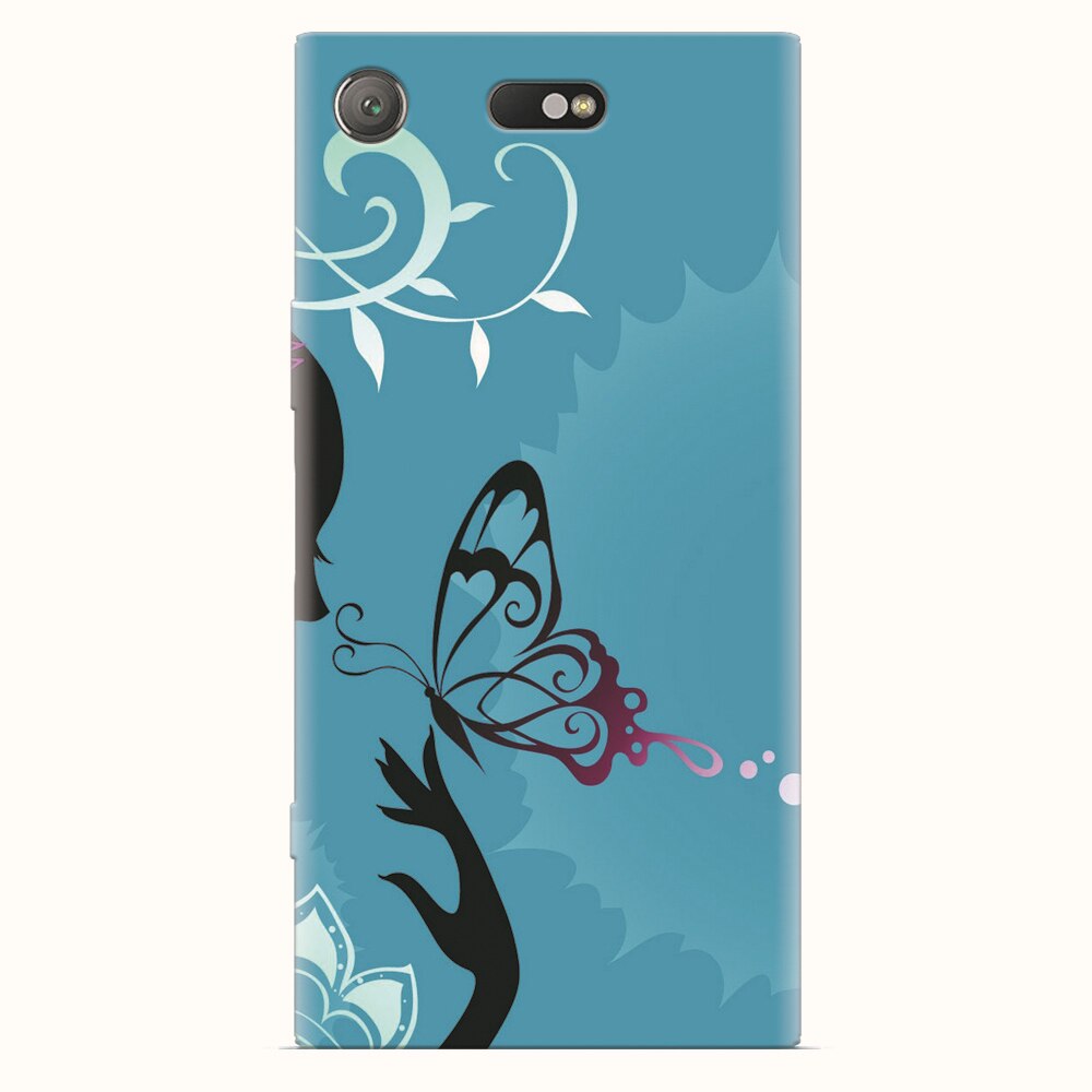 Husa silicon pentru Sony Xperia XZ1 Compact, Blue Butterfly