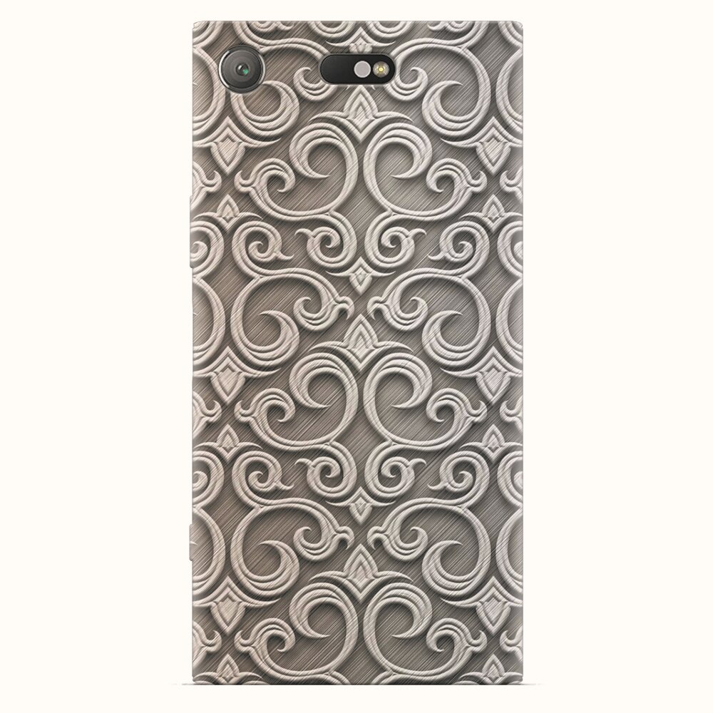 Husa silicon pentru Sony Xperia XZ1 Compact, Baroque Silver Pattern