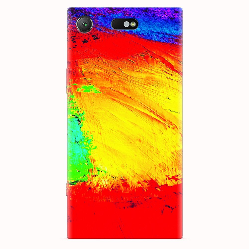 Husa silicon pentru Sony Xperia XZ1 Compact, Colorful Dry Paint Strokes Texture