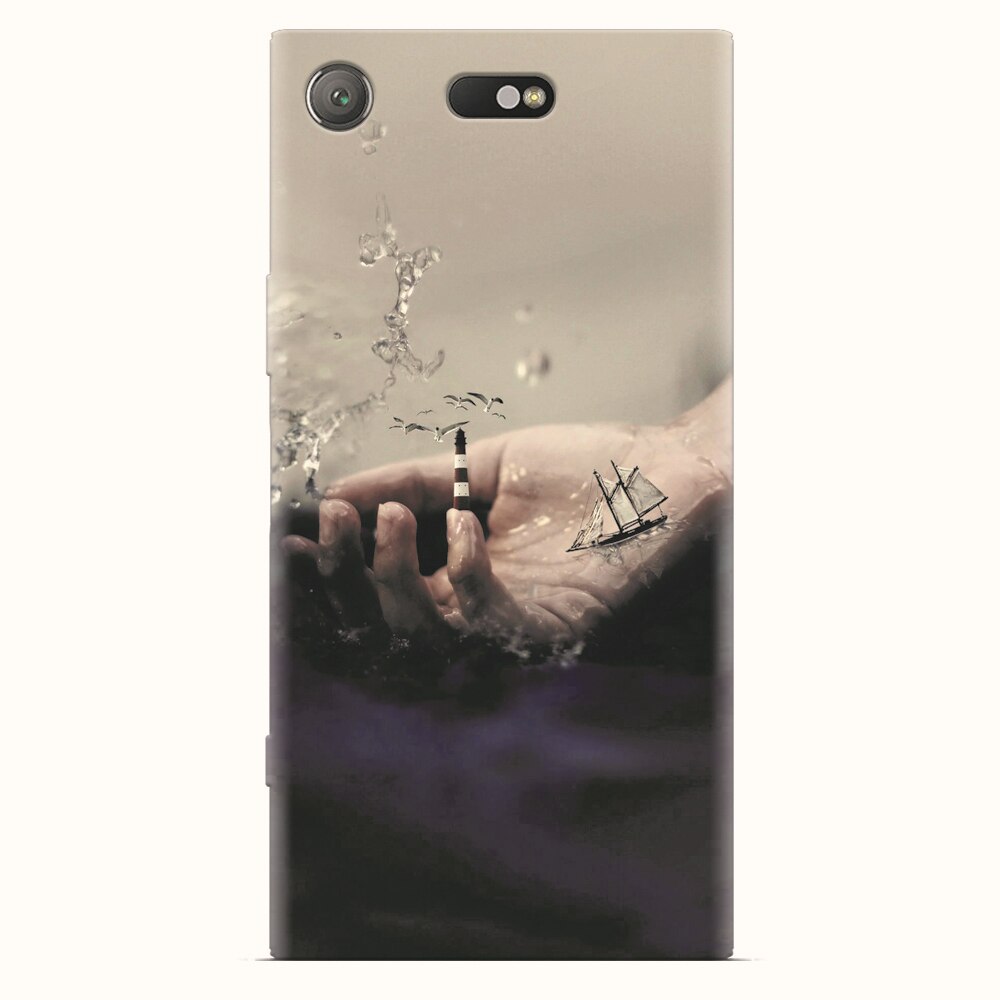Husa silicon pentru Sony Xperia XZ1 Compact, 3D Hand Ocean Render