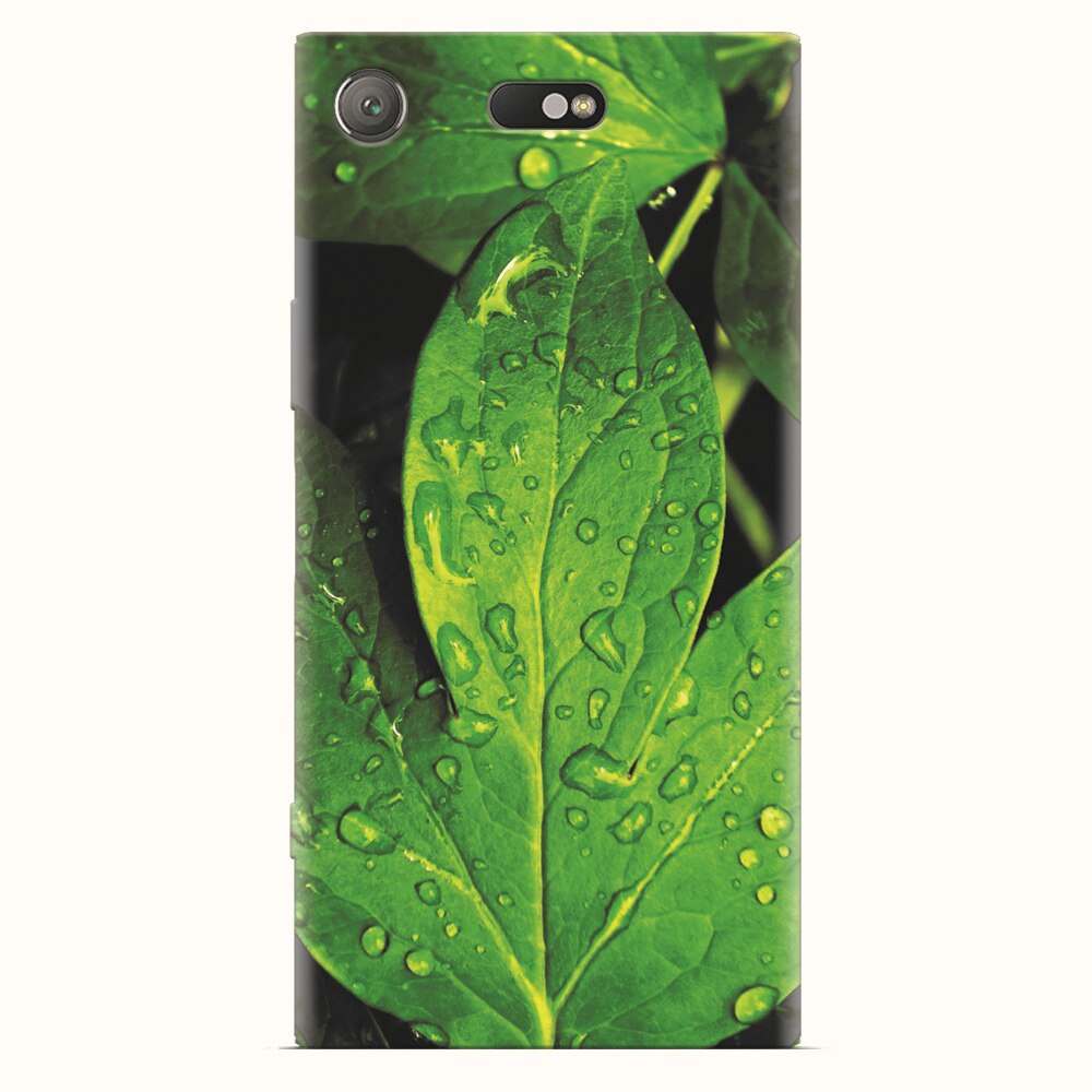 Husa silicon pentru Sony Xperia XZ1 Compact, Leaves And Dew
