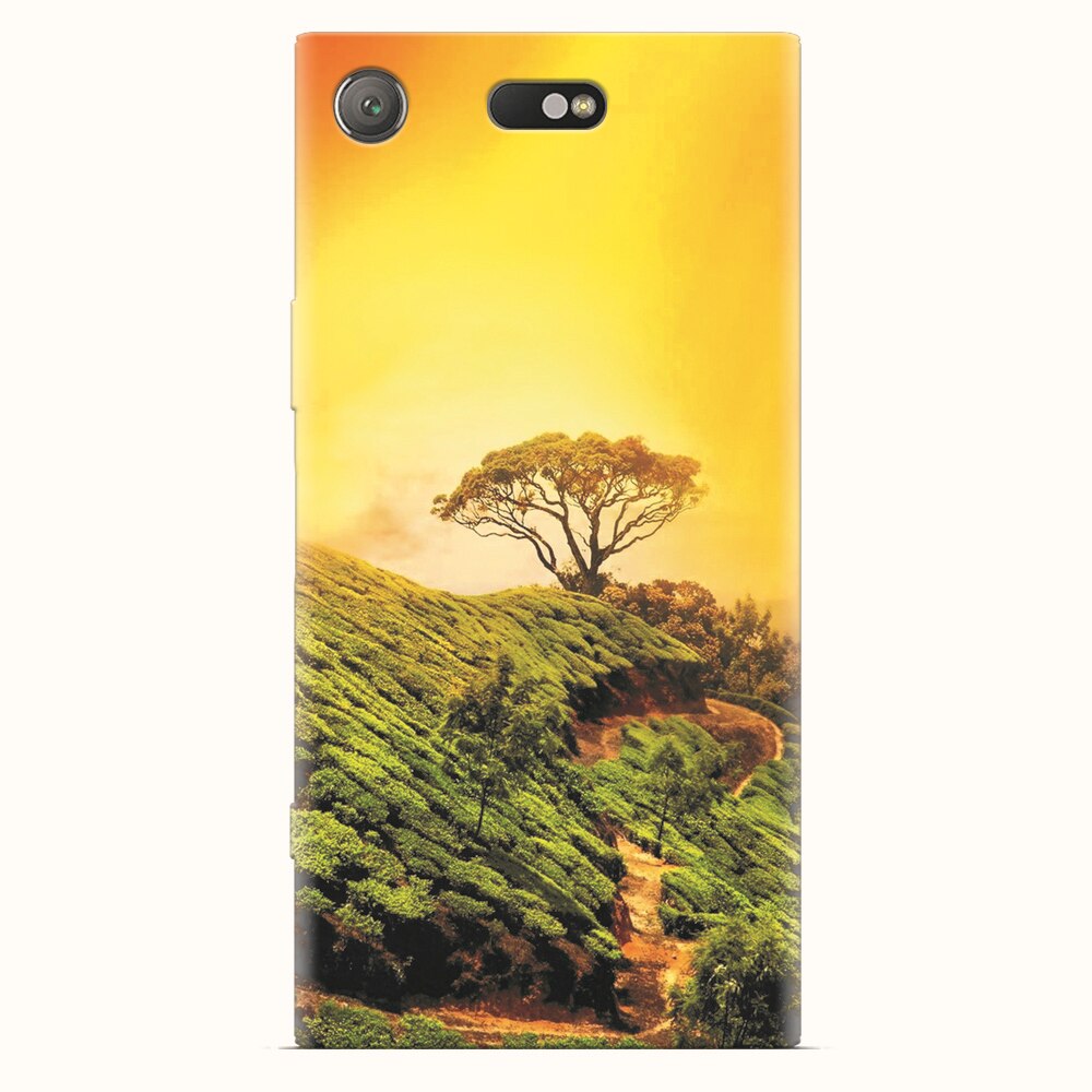 Husa silicon pentru Sony Xperia XZ1 Compact, Hill Top Tree Golden Light