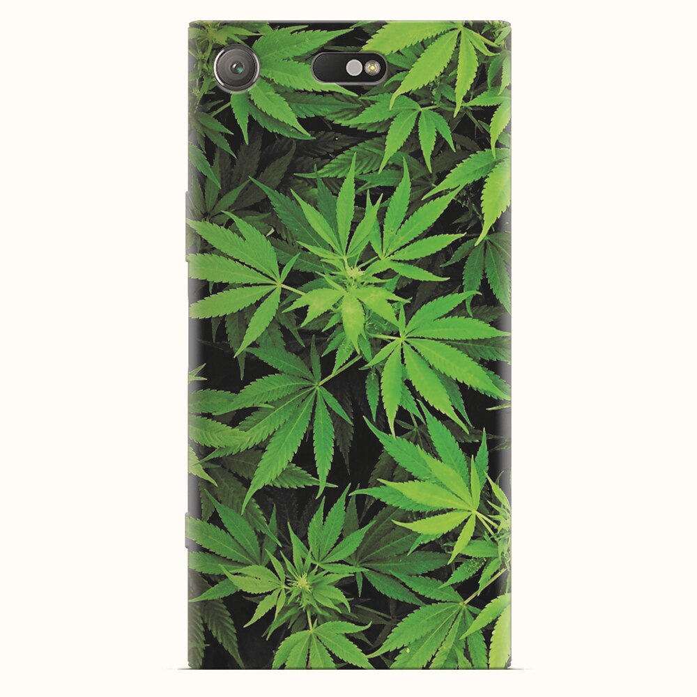 Husa silicon pentru Sony Xperia XZ1 Compact, Green Leaf Pattern