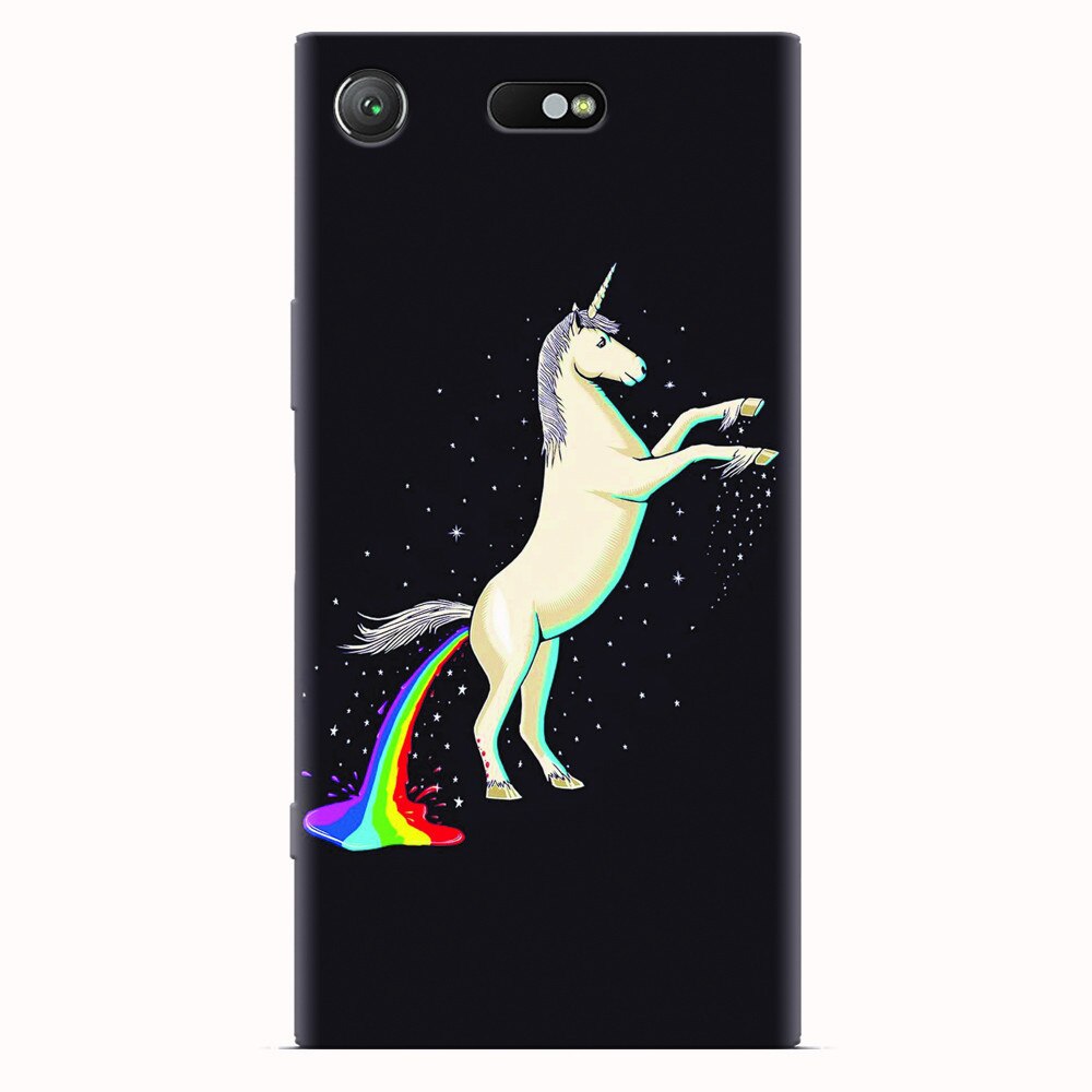 Husa silicon pentru Sony Xperia XZ1 Compact, Unicorn Shitting Rainbows
