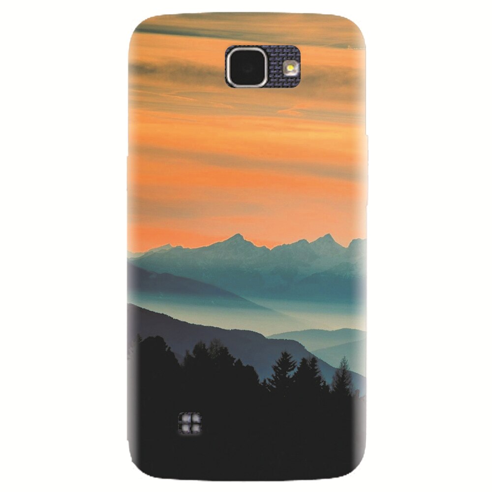 Husa silicon pentru LG K4, Blue Mountains Orange Clouds Sunset Landscape