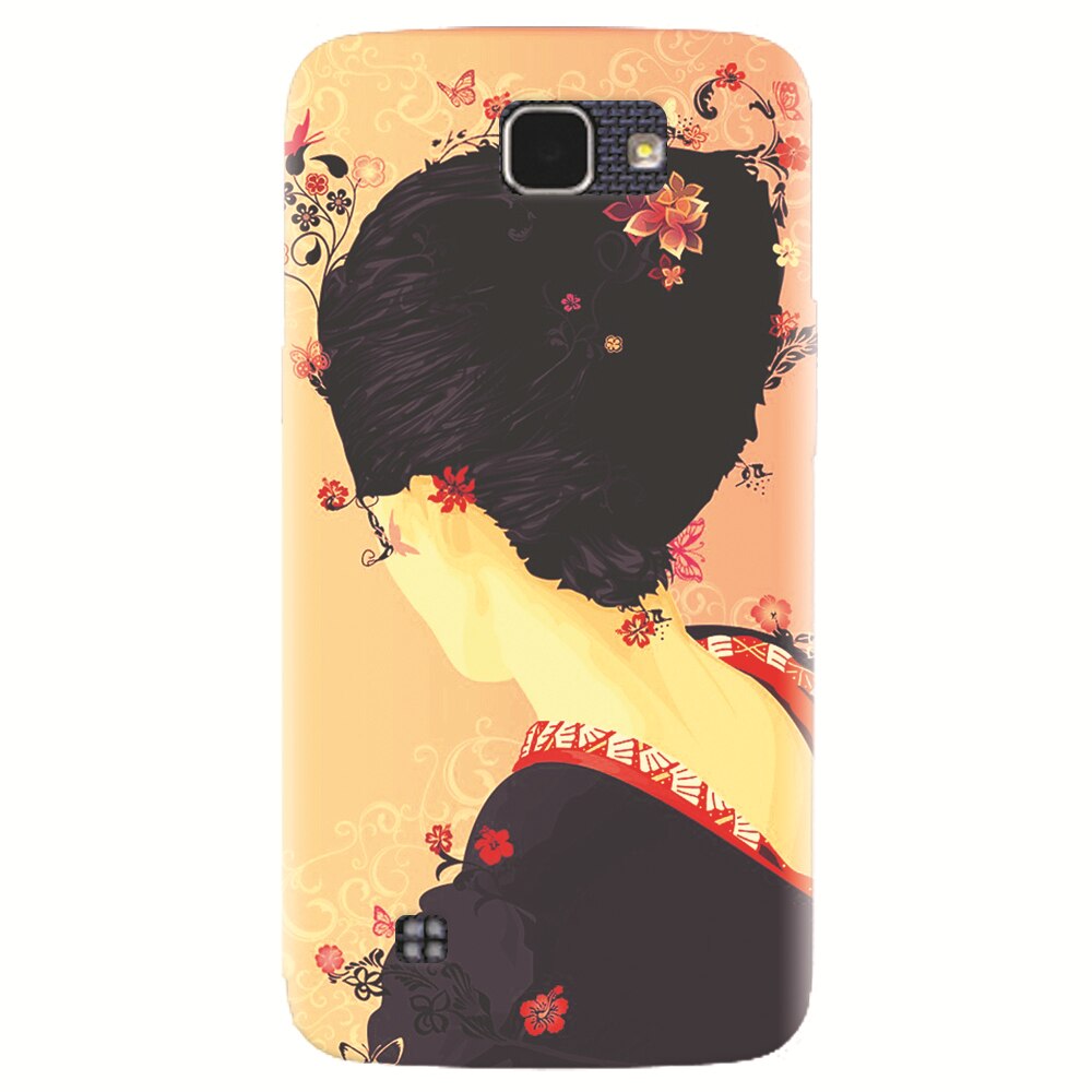 Husa silicon pentru LG K4, Japanese Geisha Illustration Cherry Blossom