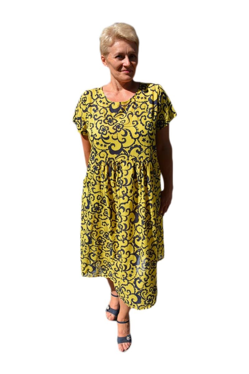 Rochie casual, imprimeu floral , D&J Exclusive, Galben