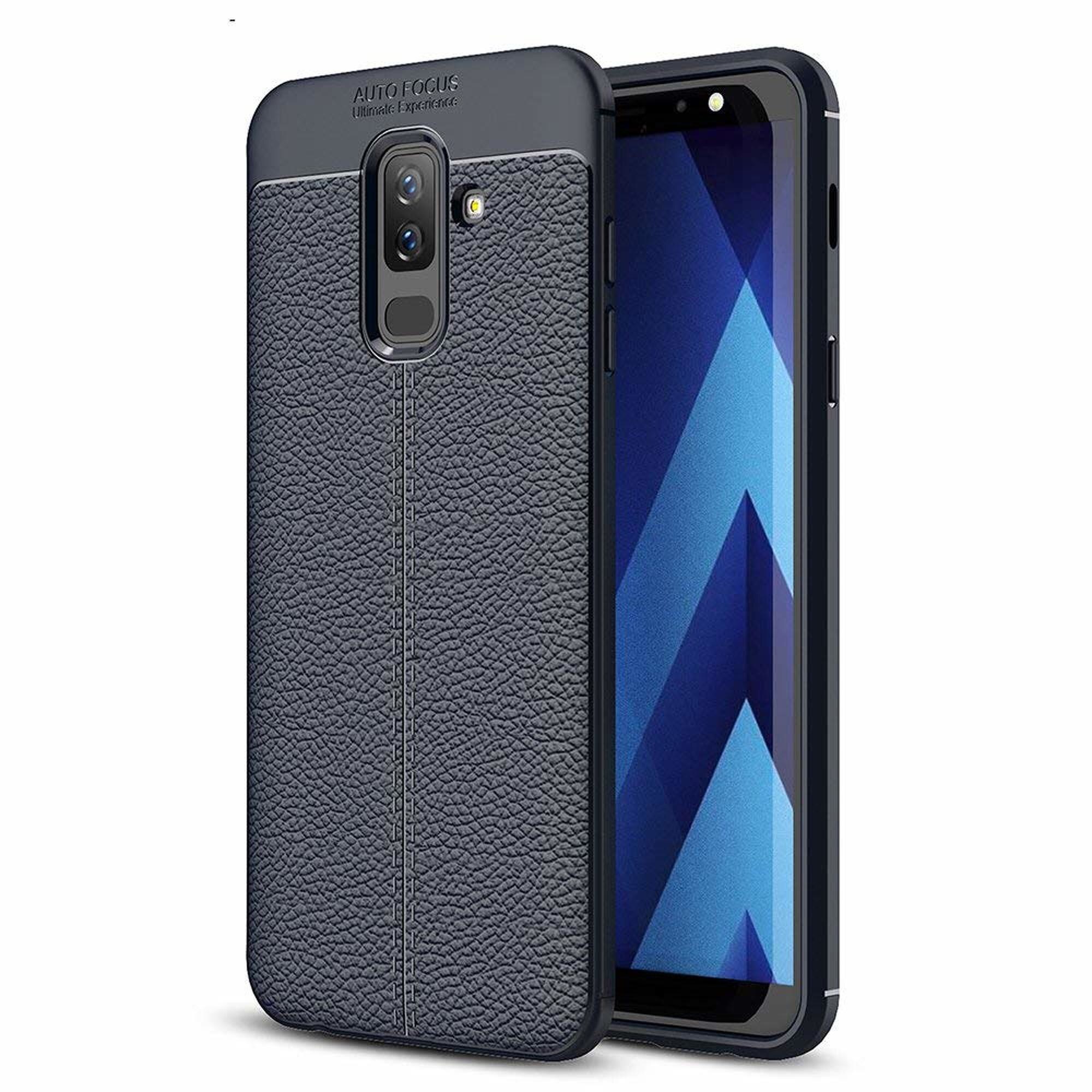 Husa Samsung Galaxy A6 Plus (2018) - Silicon Tpu Brused Grain - albastru