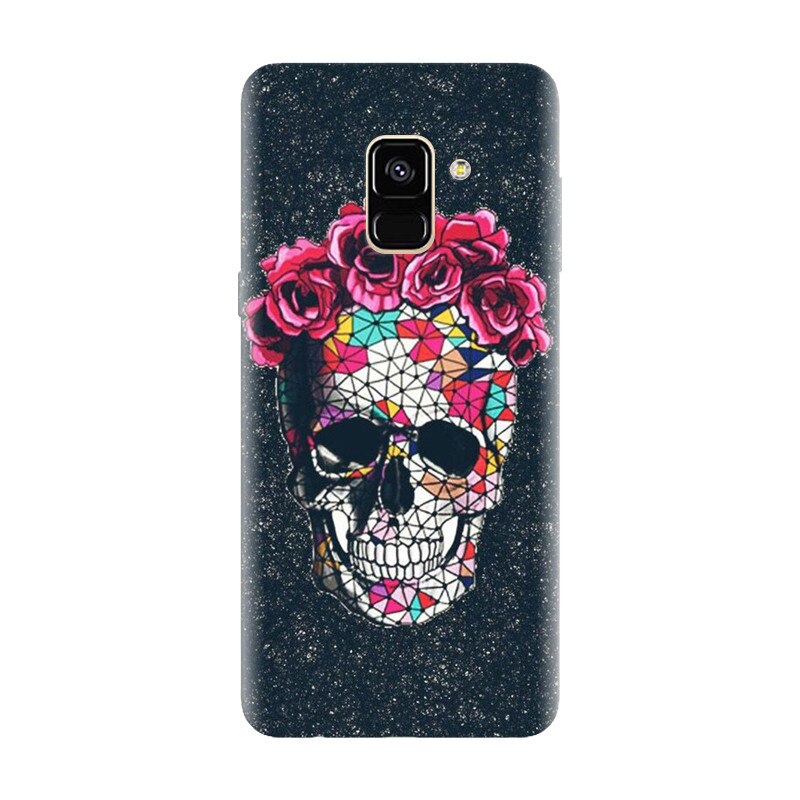 Husa silicon pentru Samsung Galaxy A8 Plus, Colorful Skull Roses Space