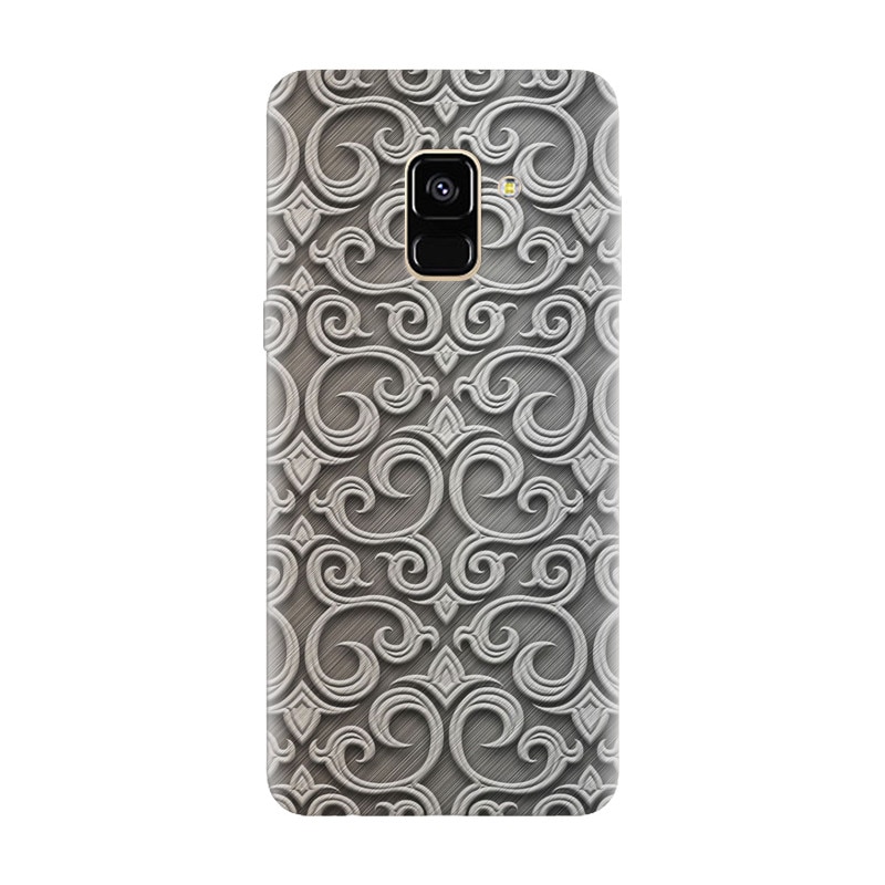 Husa silicon pentru Samsung Galaxy A8 2018, Baroque Silver Pattern