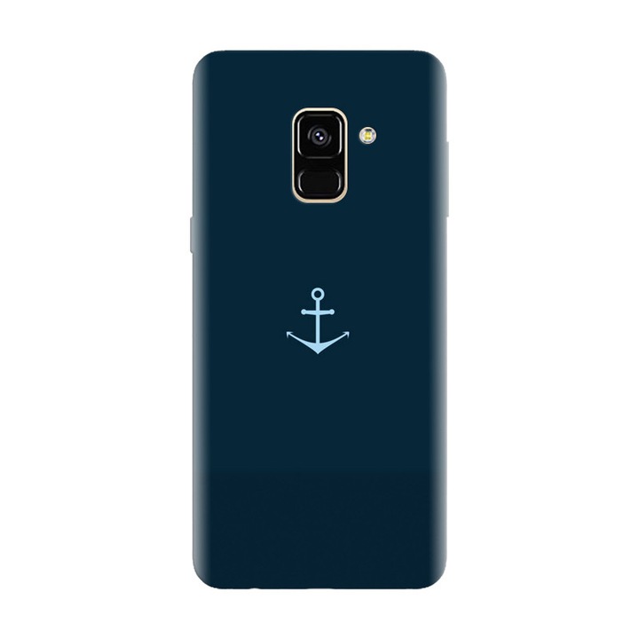 Силиконов калъф за Samsung Galaxy A8 2018, Blue Navy Anchor Illustration Flat