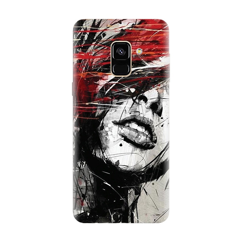 Husa silicon pentru Samsung Galaxy A8 Plus, Byroglyphics Woman Drawing