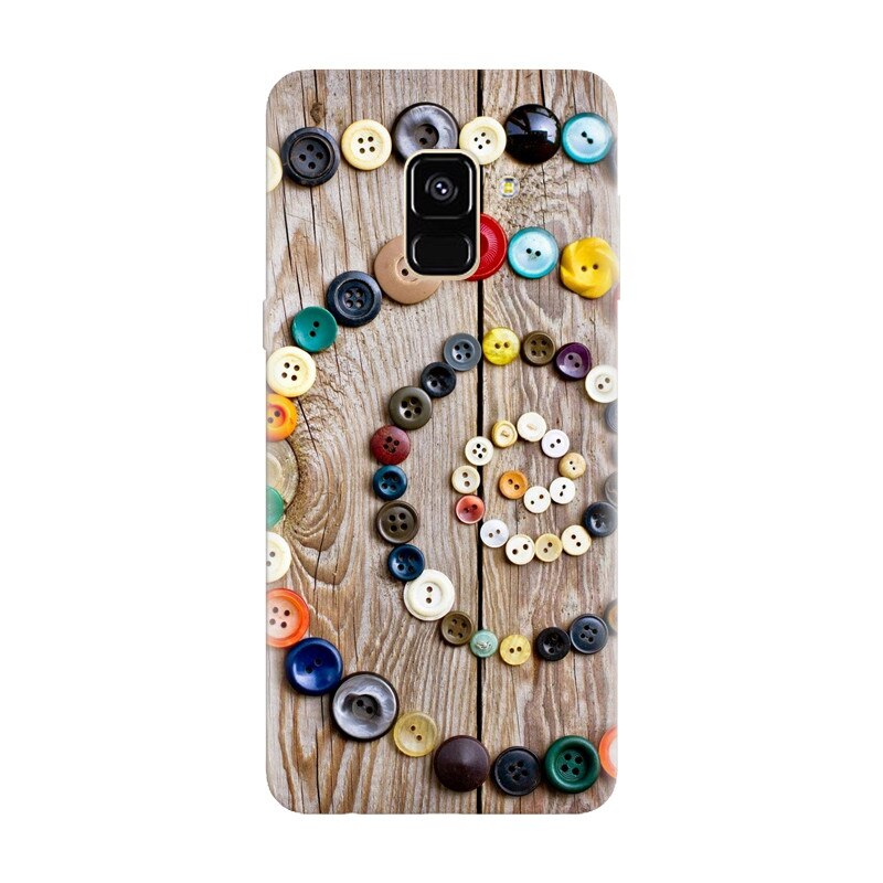 Husa silicon pentru Samsung Galaxy A8 2018, Colorful Buttons Spiral Wood Deck