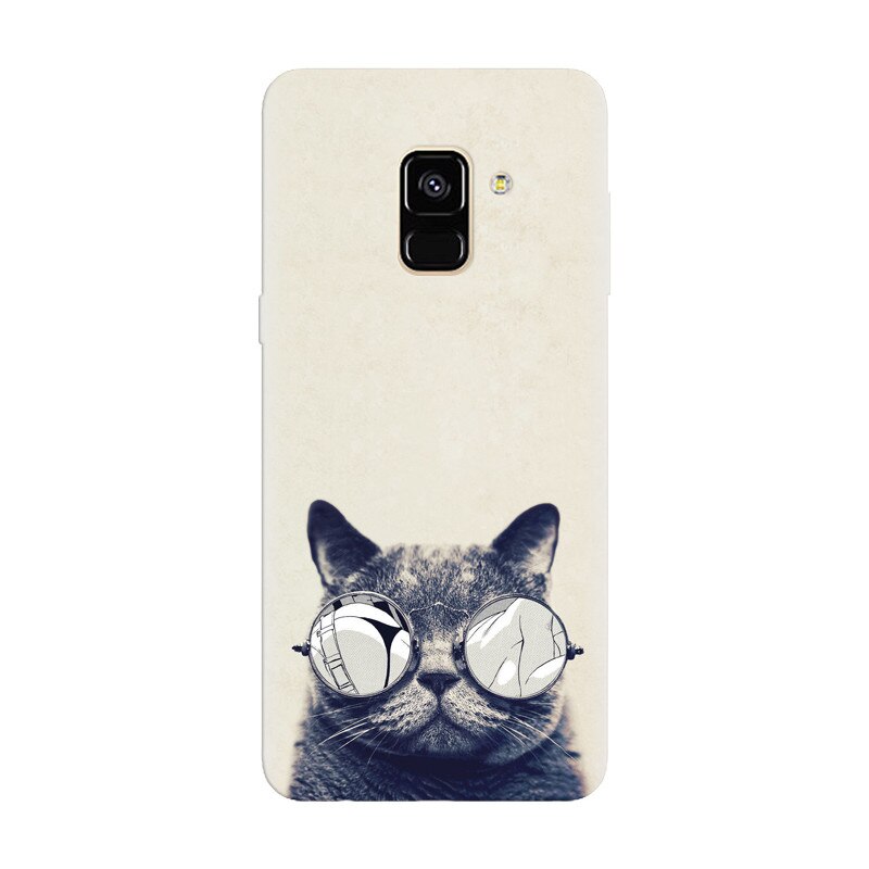 Husa silicon pentru Samsung Galaxy A8 Plus, Cool Cat Glasses